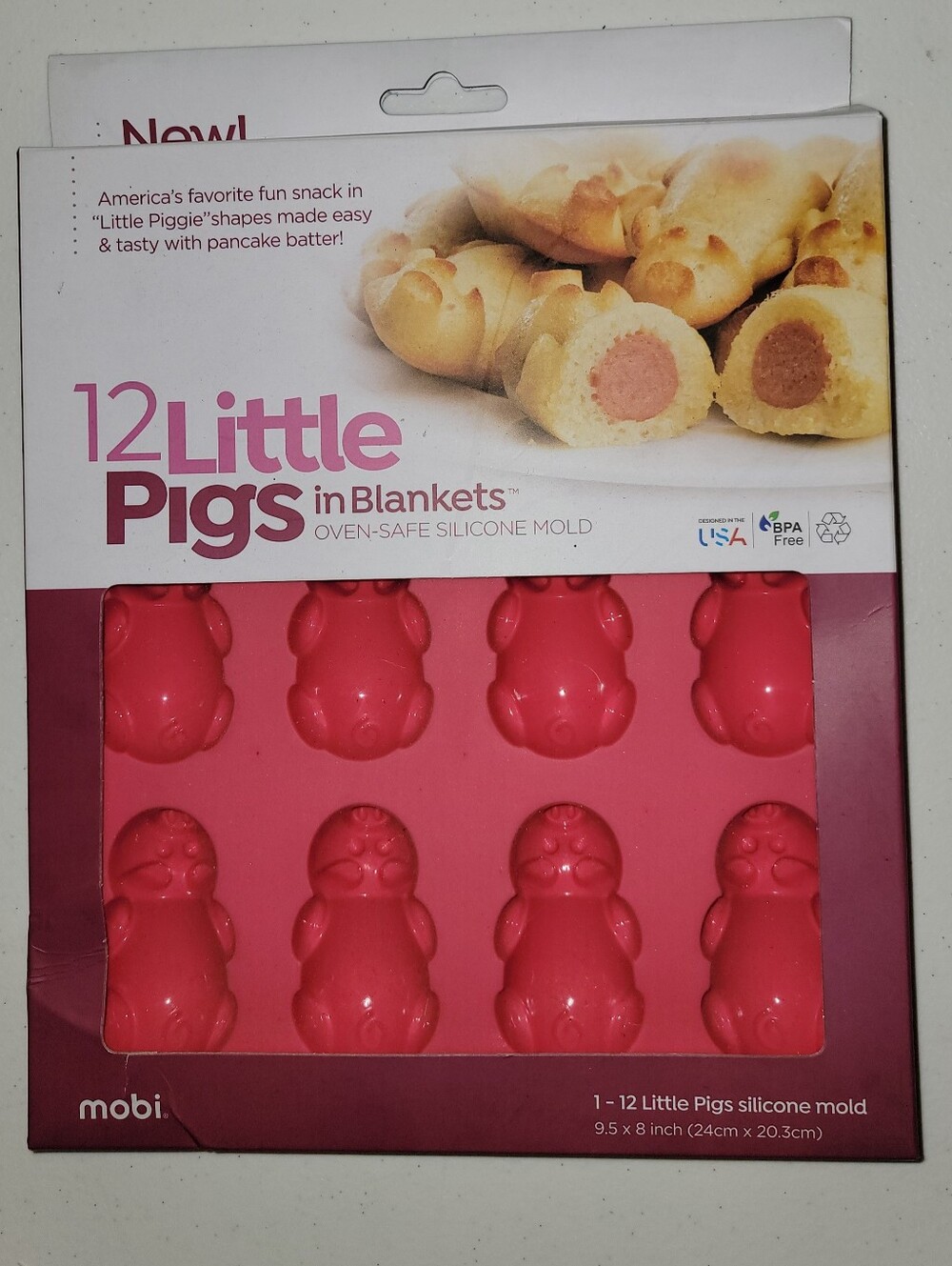 12 Little Pigs in Blankets Silicone Mold - Pink